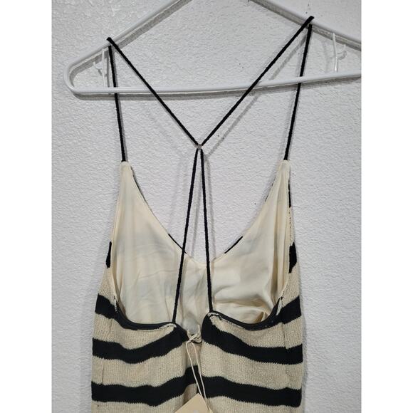 Atelier Evene Paris Women's Black‎ and Cream Striped Strap Dress size S/M #P3 - Picture 5 of 8